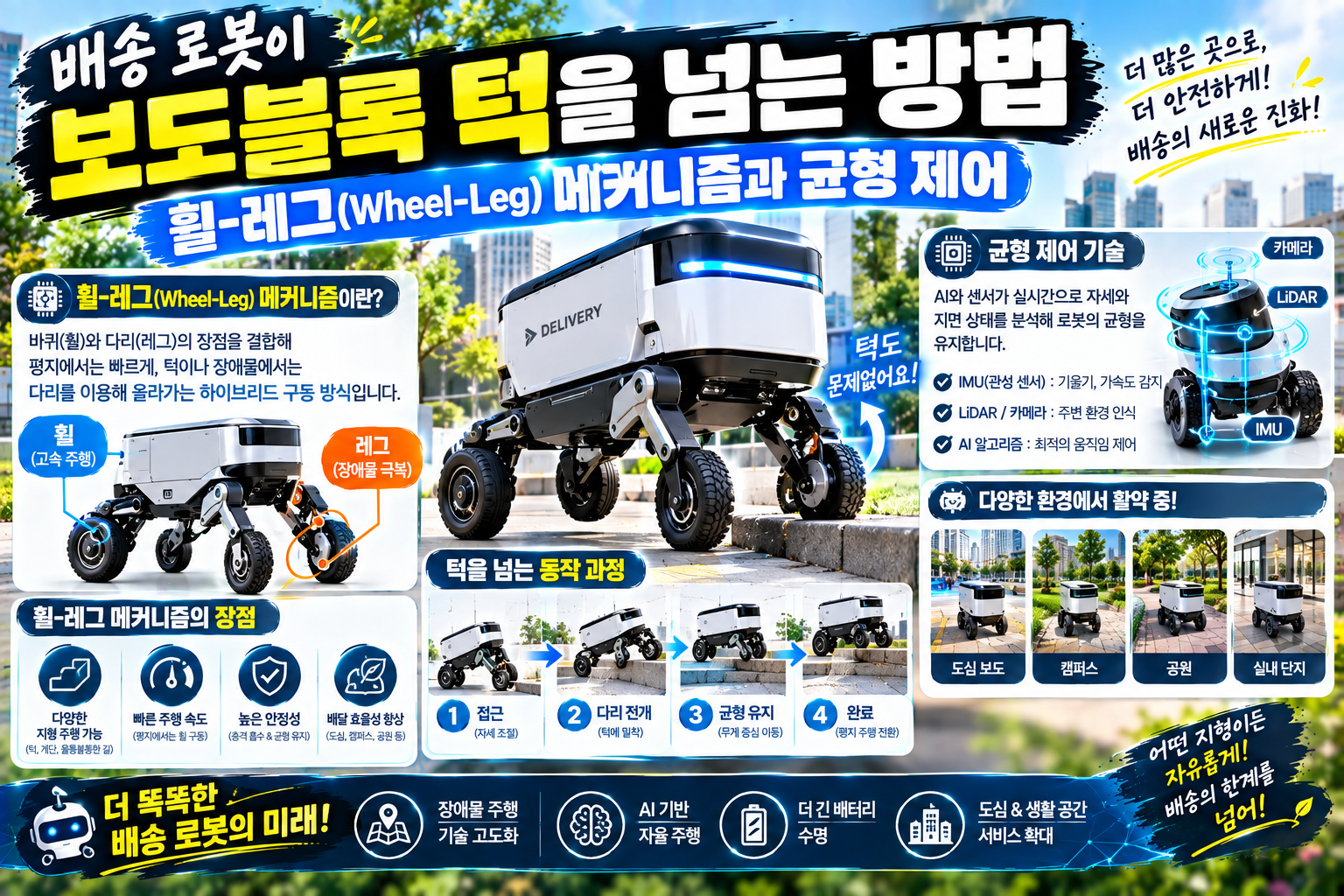 배송 로봇 휠레그 보도블록 턱