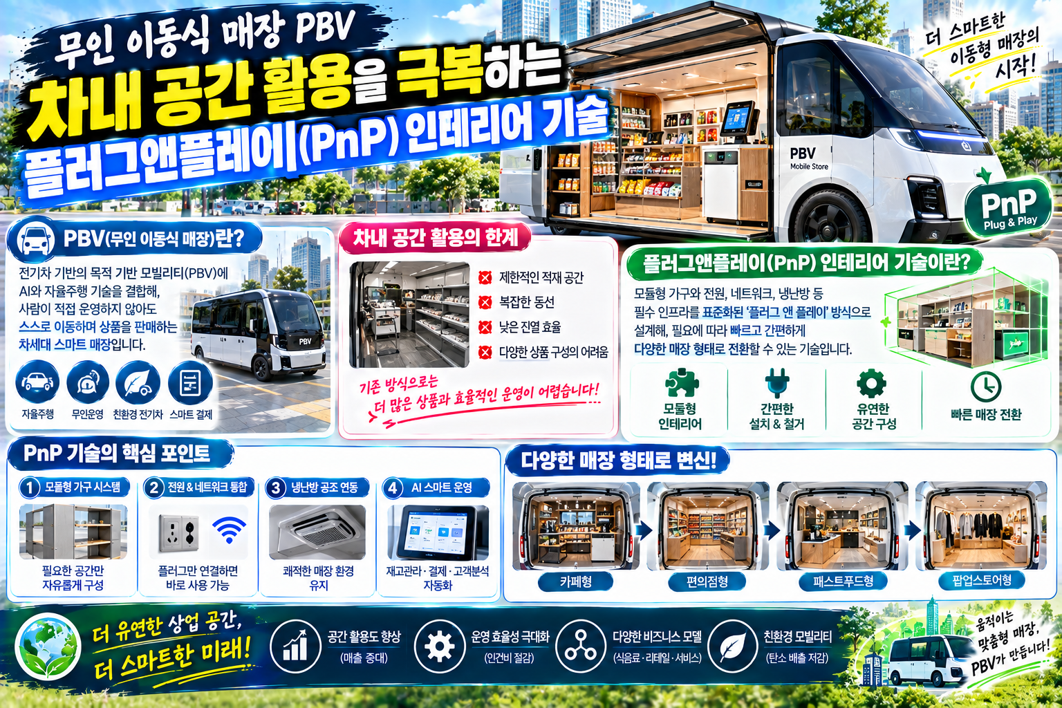 무인 이동식 매장 PBV PnP 인테리어